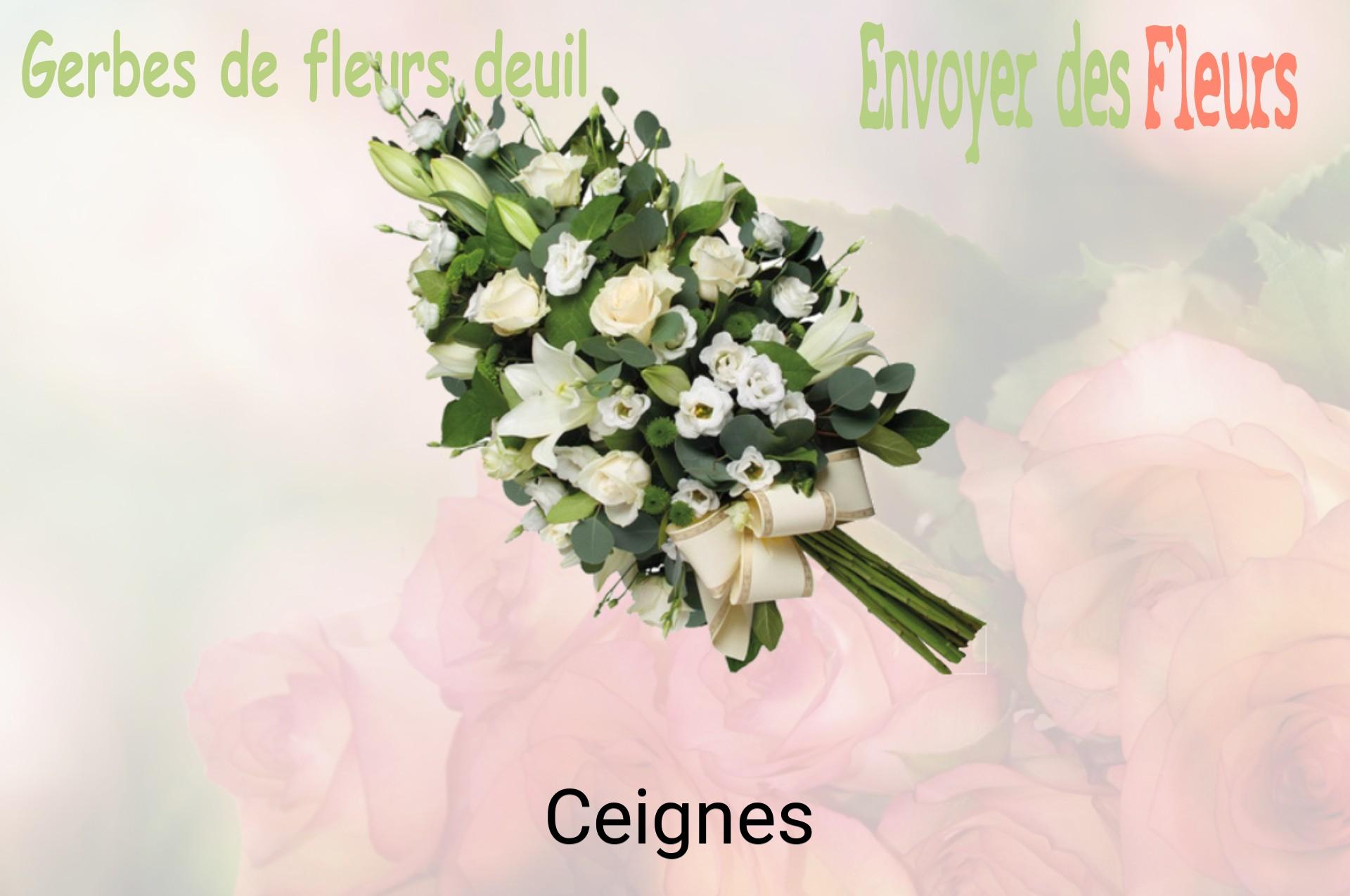 Gerbe de fleurs de deuil livrée à Ceignes